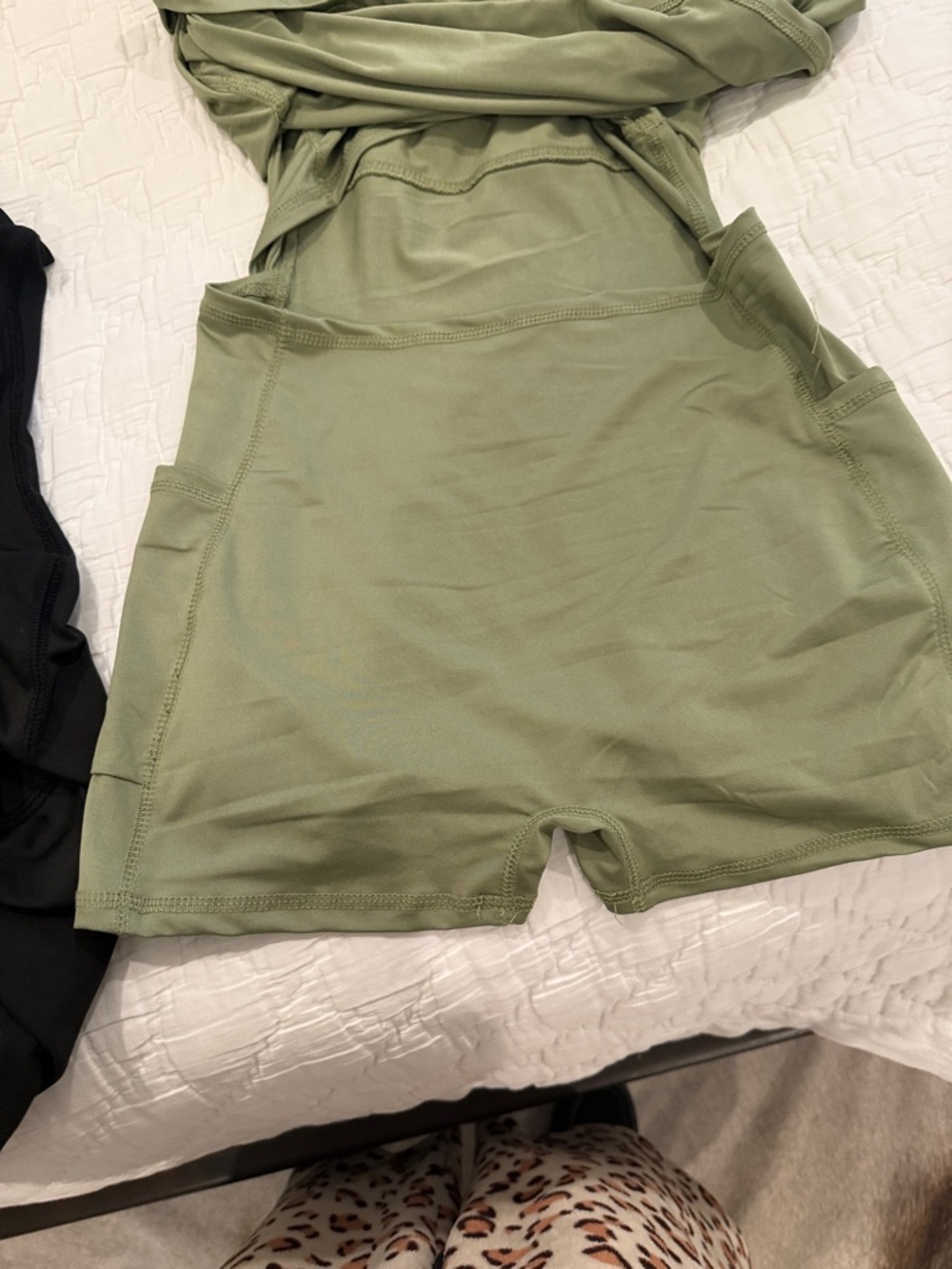 Two Strappy Athletic Tennis Tank Dresses - Black & Olive Green - Picture 4 of 4